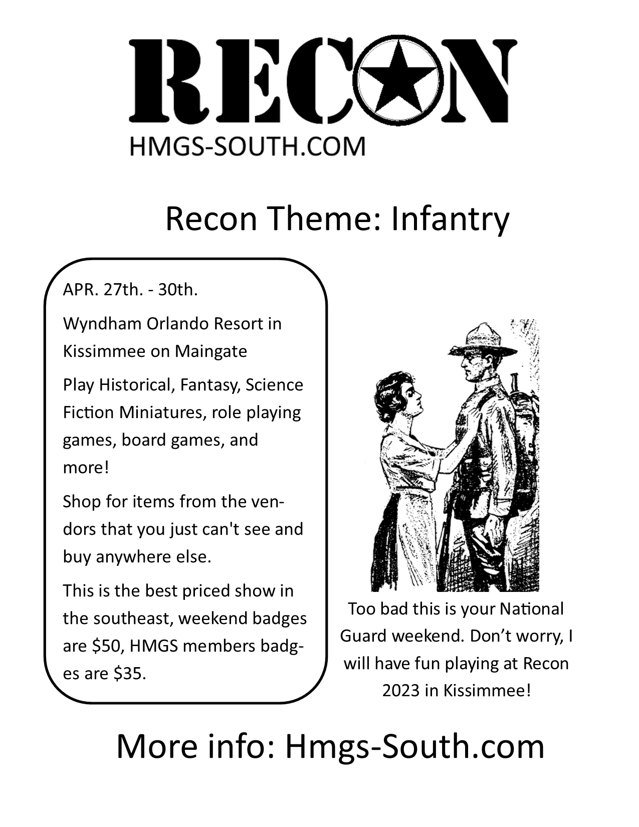 B&W Flyer for Recon HMGSSouth